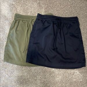 Green and Blue Mini Cargo Skirt Set for Casual Wear